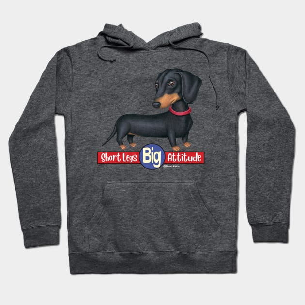 Cute Doxie Dachshund with short legs big attitude Hoodie by Danny Gordon Art